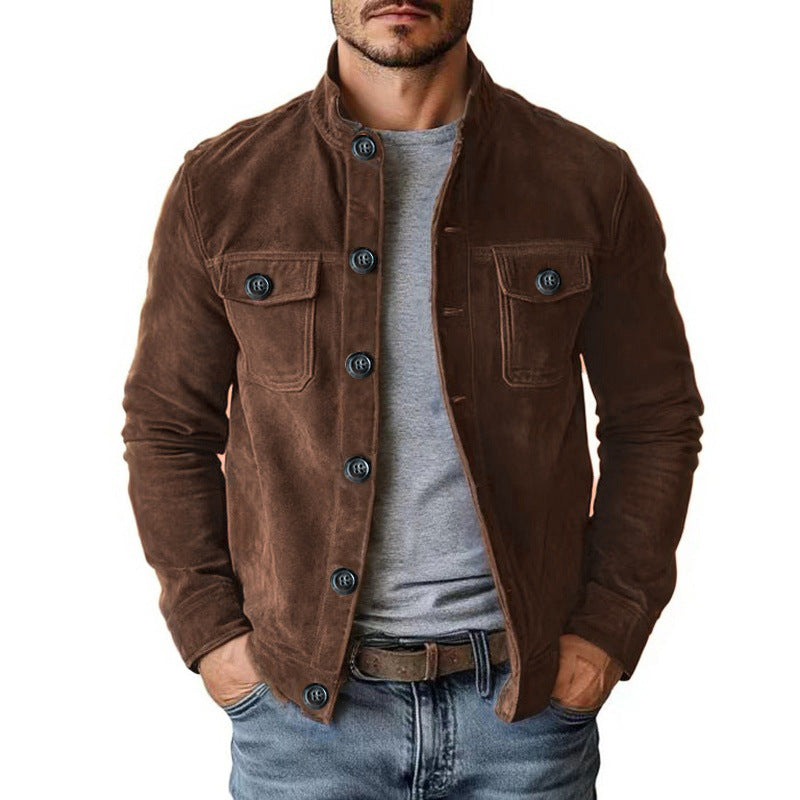 Casual Leather Fleece Jacket