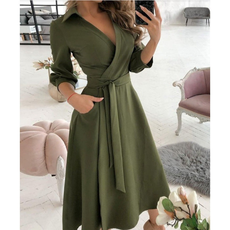V-Neck Printed Hip Skirt