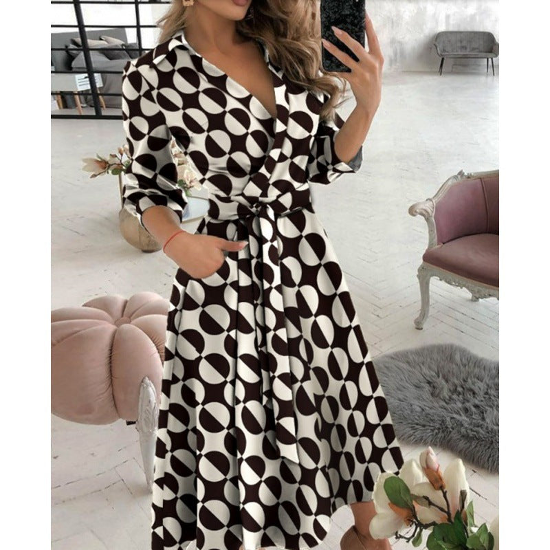 V-Neck Printed Hip Skirt